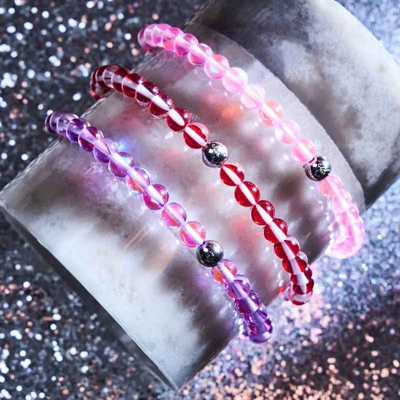 Pink Nebula | Silver | Galaxy Glass Macrame Bead Bracelet