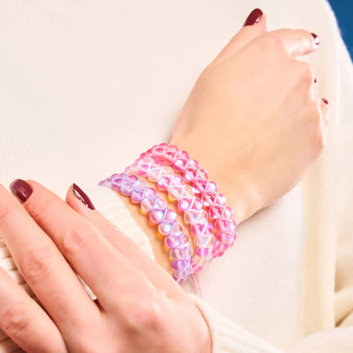 Pink | Silver | Double Mermaid Glass Bracelet