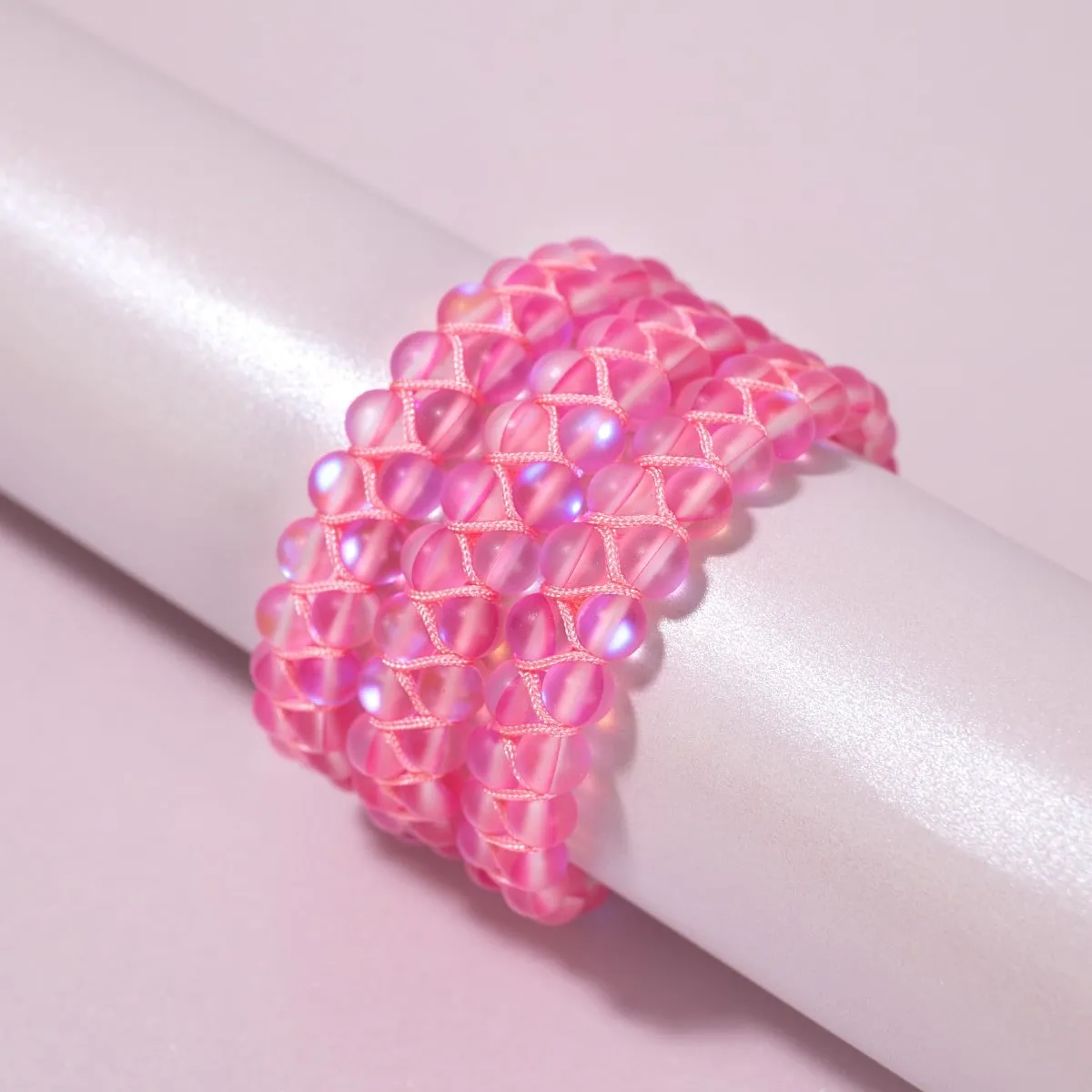 Pink | Silver | Double Mermaid Glass Bracelet