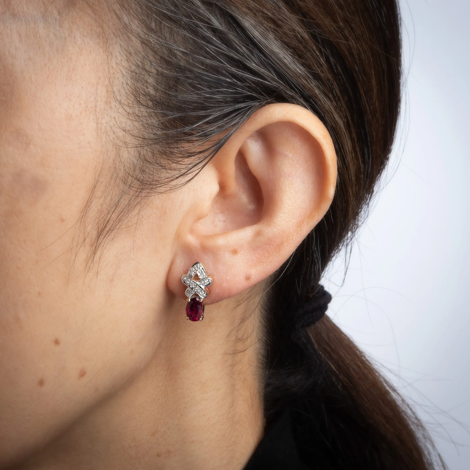 Pink Tourmaline Diamond Earrings Vintage 14k Yellow Gold Estate Jewelry Studs