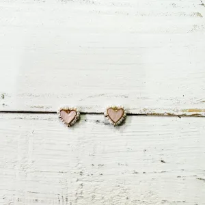 Pinky Pearl Heart Earrings