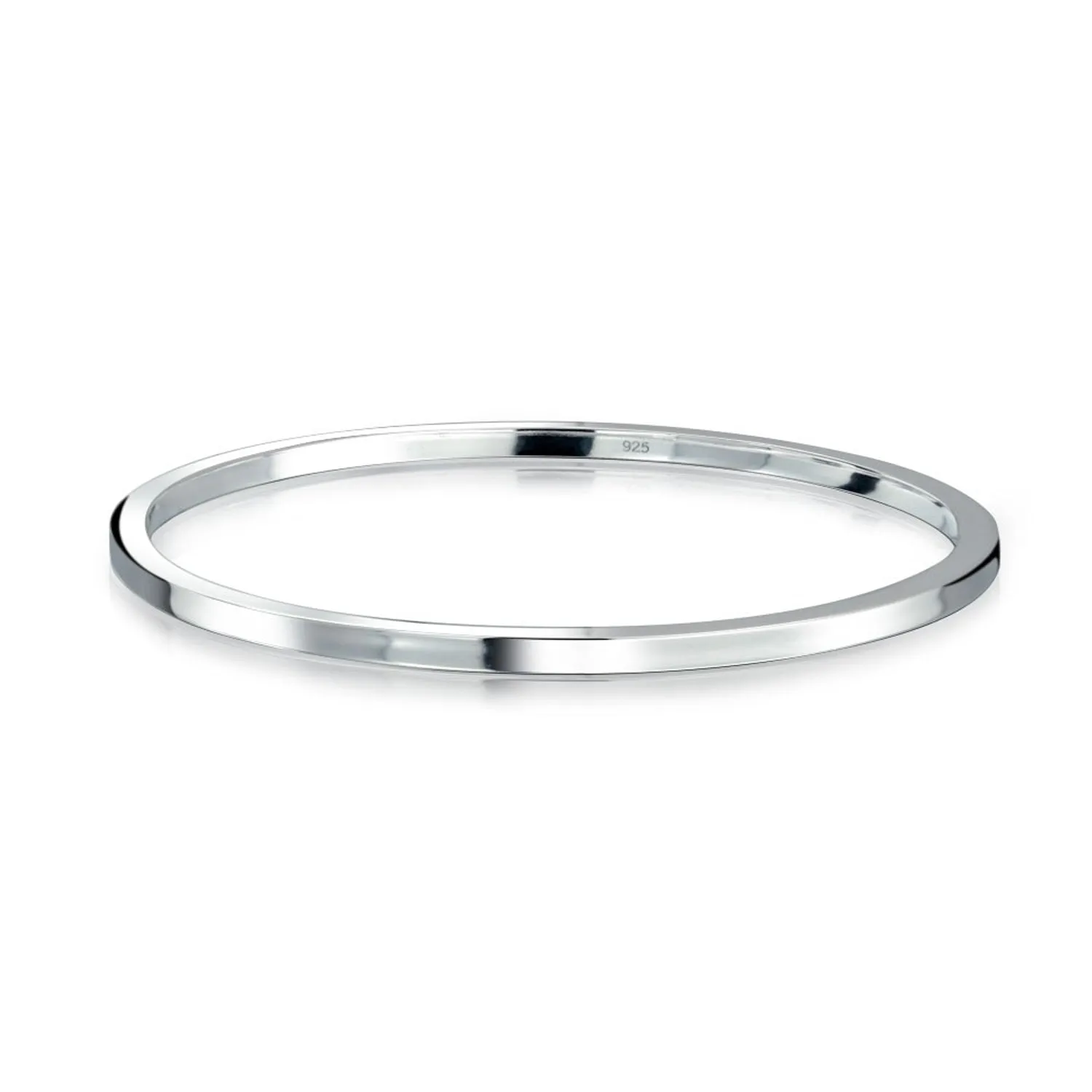 Plain Simple 2MM Flat Edge Sterling Silver Bangle Bracelet Layering and Stacking