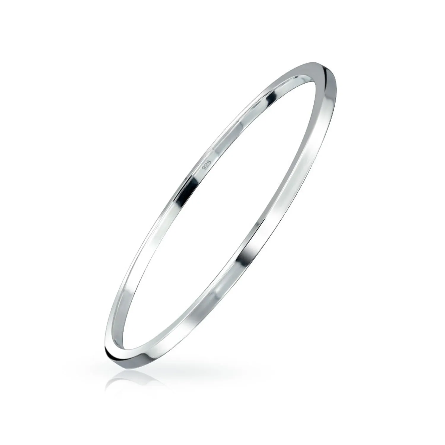Plain Simple 2MM Flat Edge Sterling Silver Bangle Bracelet Layering and Stacking