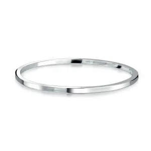 Plain Simple 2MM Flat Edge Sterling Silver Bangle Bracelet Layering and Stacking