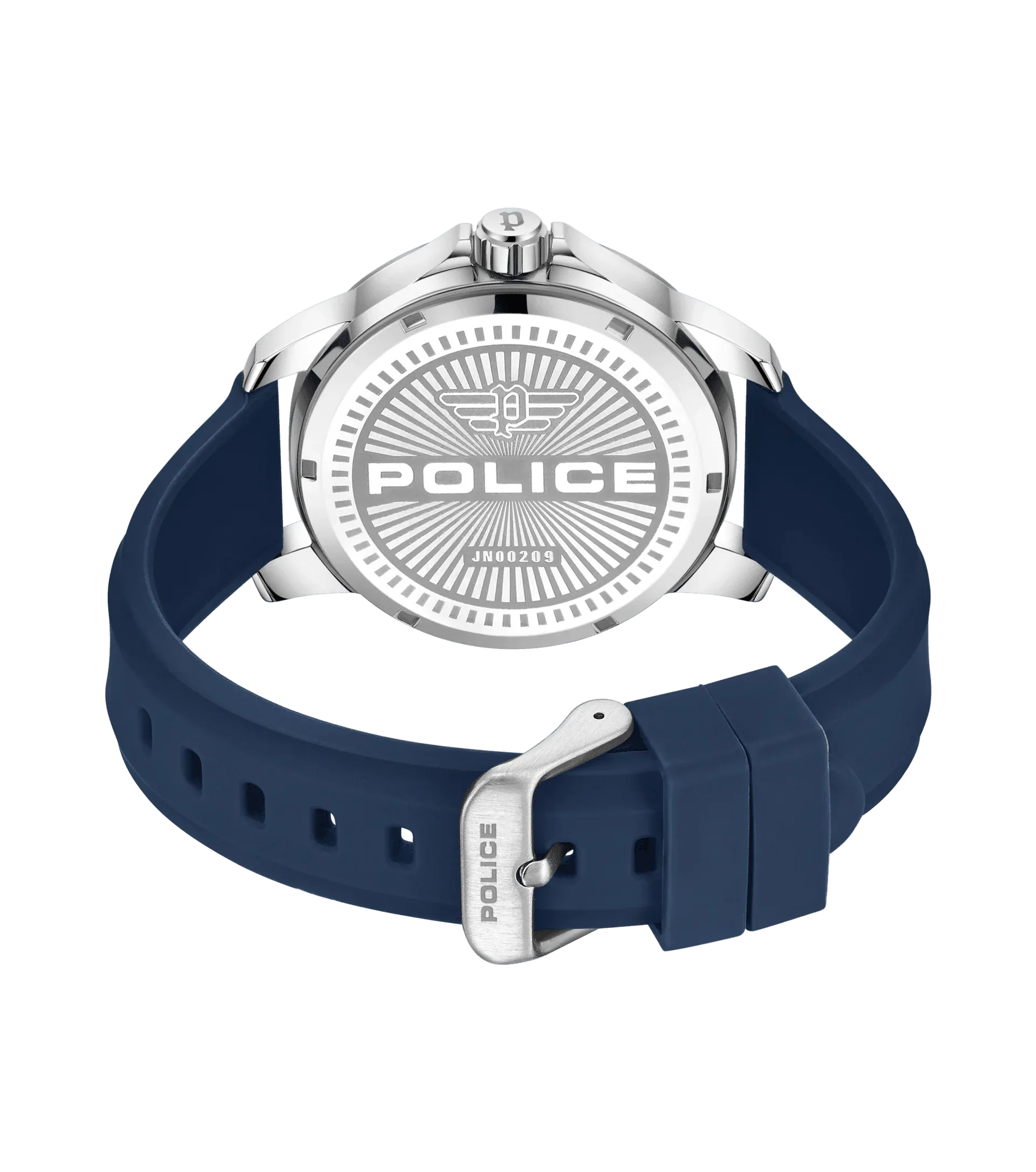 Police Mensor Gents Blue Dial Blue Silicone Strap Watch