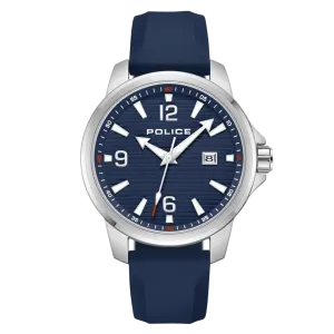 Police Mensor Gents Blue Dial Blue Silicone Strap Watch