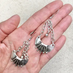 Poppy Drop Chain Half Moon Earrings