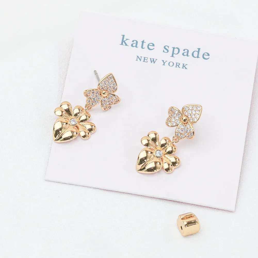 Precious Pansy Pave Drop Earrings