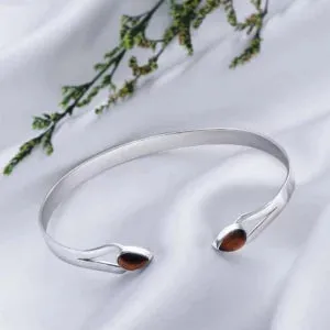 Pure Silver Bracelet - Elite Tiger-Eye Stone Design