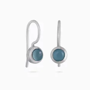 Pure Silver Earrings - Hook With Turquoise Stone