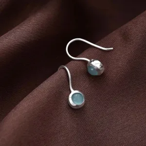 Pure Silver Earrings - Hook With Turquoise Stone