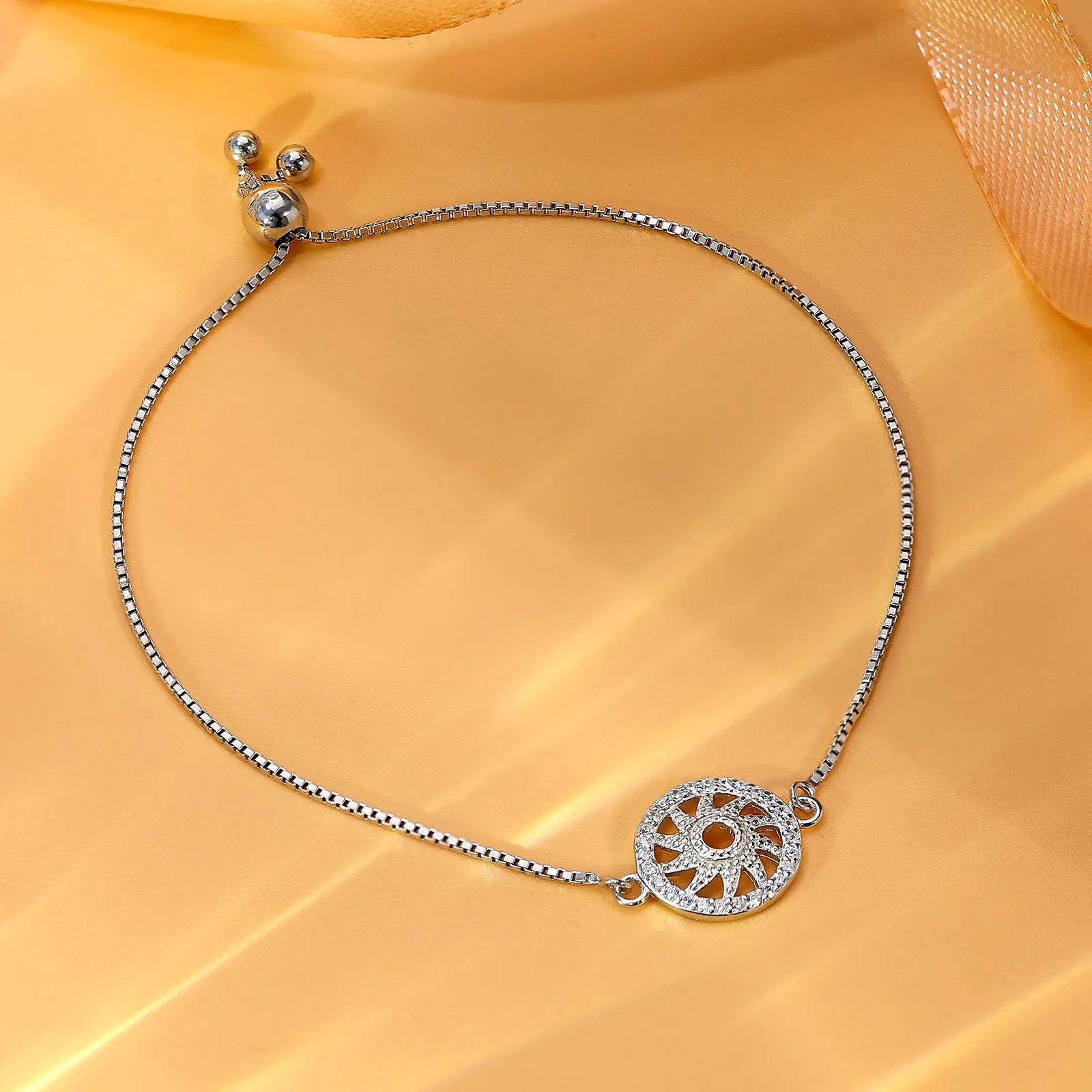 Pure Silver Sun Healing Chakra Chain Barcelet