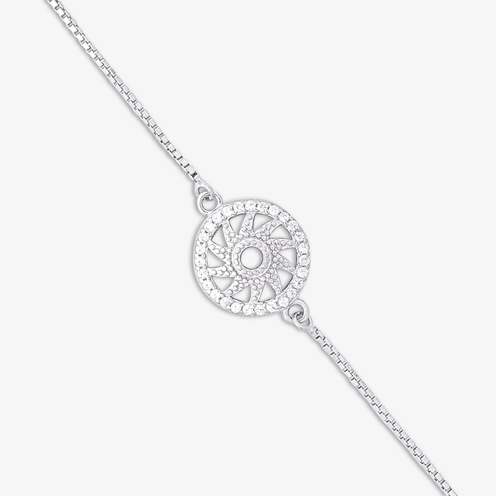 Pure Silver Sun Healing Chakra Chain Barcelet