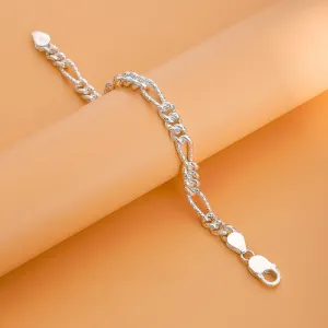 Pure Sterling Silver Cuban Link Chain Bracelet For Men