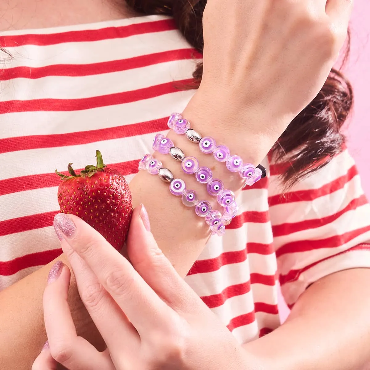 Purple | .925 Sterling Silver | Crystal Evil Eye Bracelet