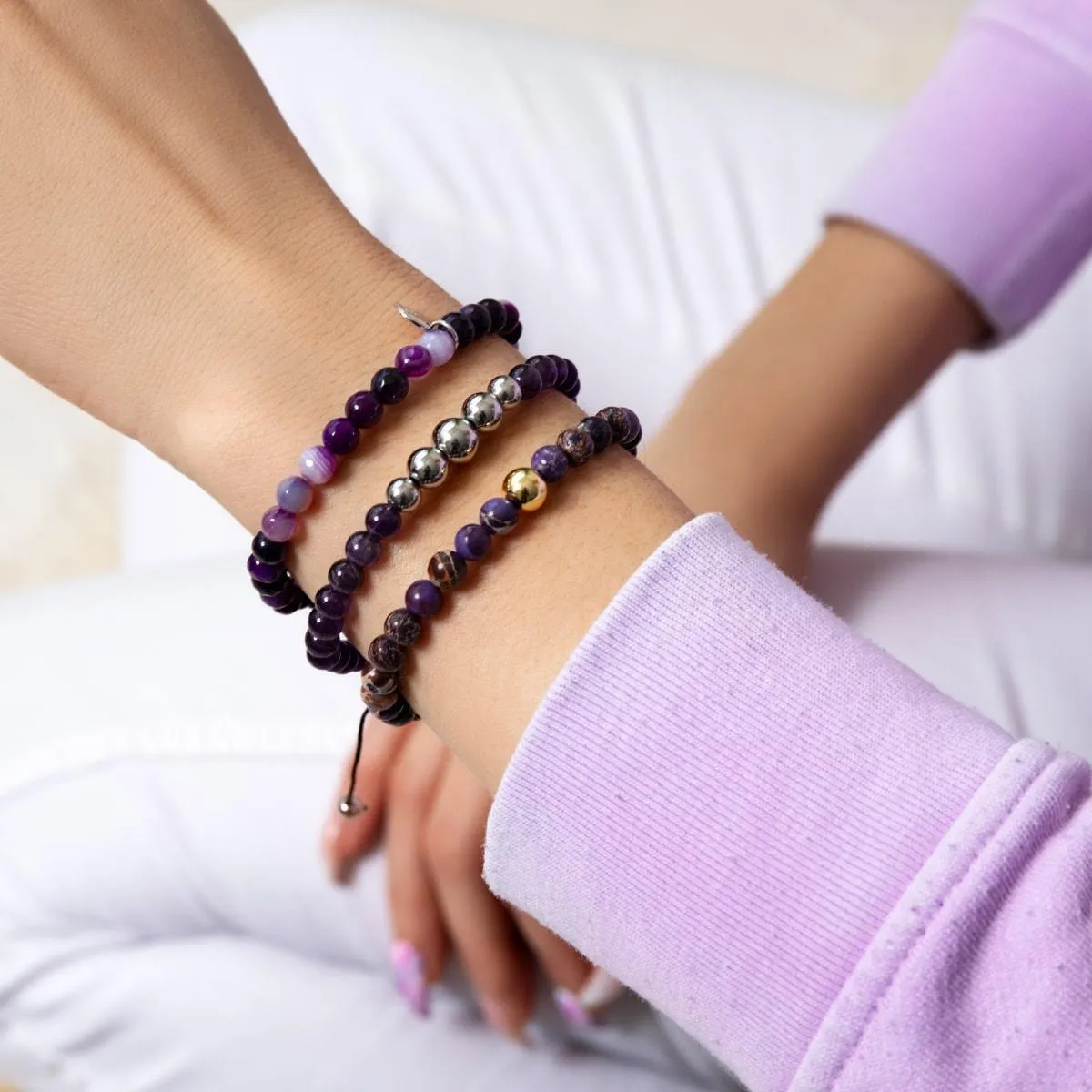 Purple Regalite | .925 Sterling Gold Vermeil | Healing Gemstone Bead Bracelet