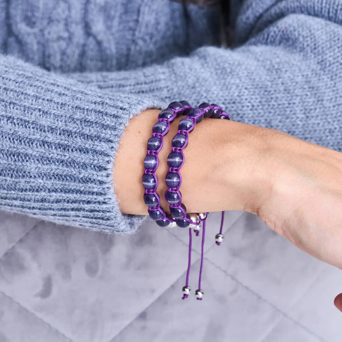 Purple | Silver | Cheshire Glass Charmballa Bracelet