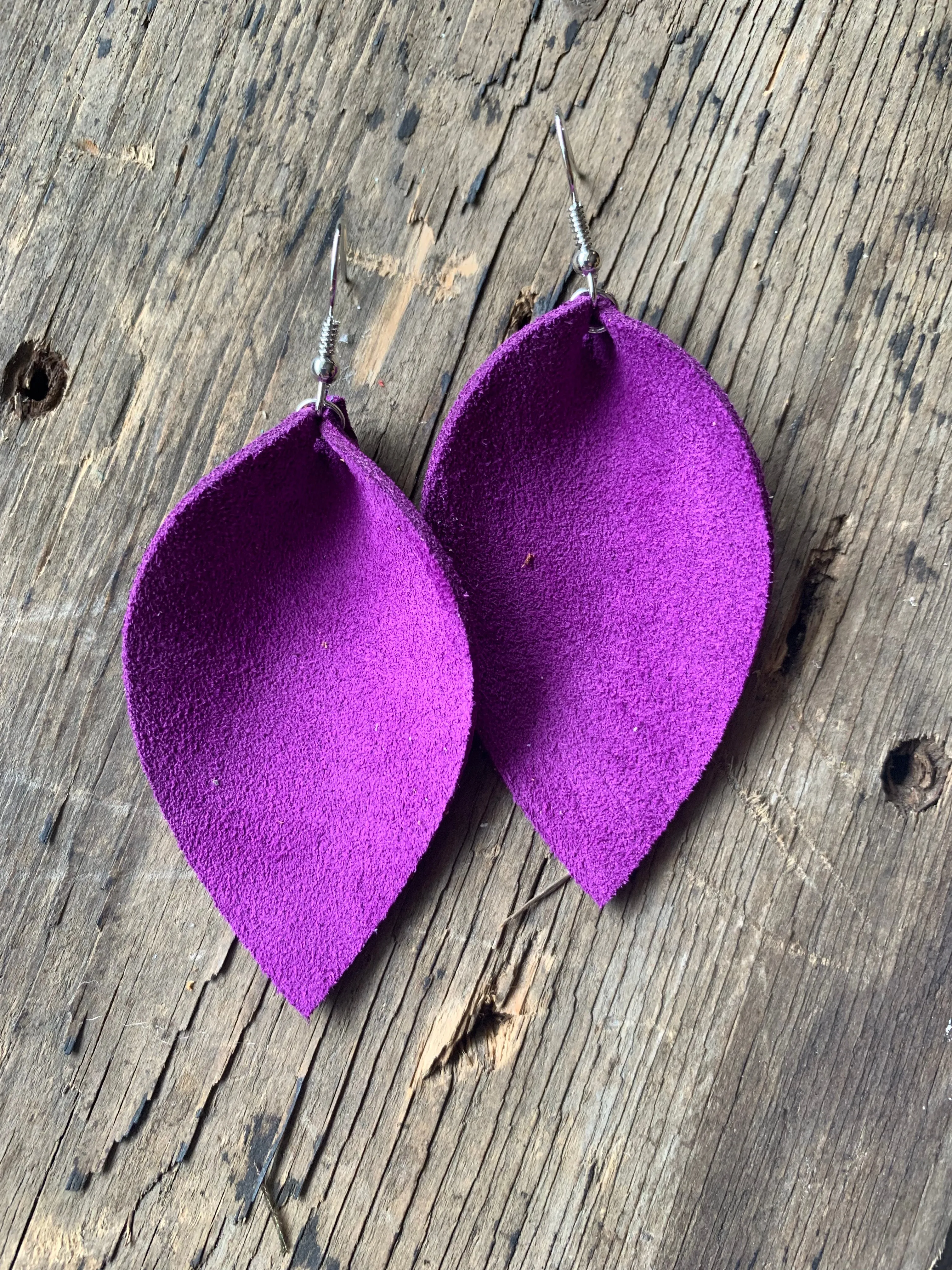 Purple suede earrings