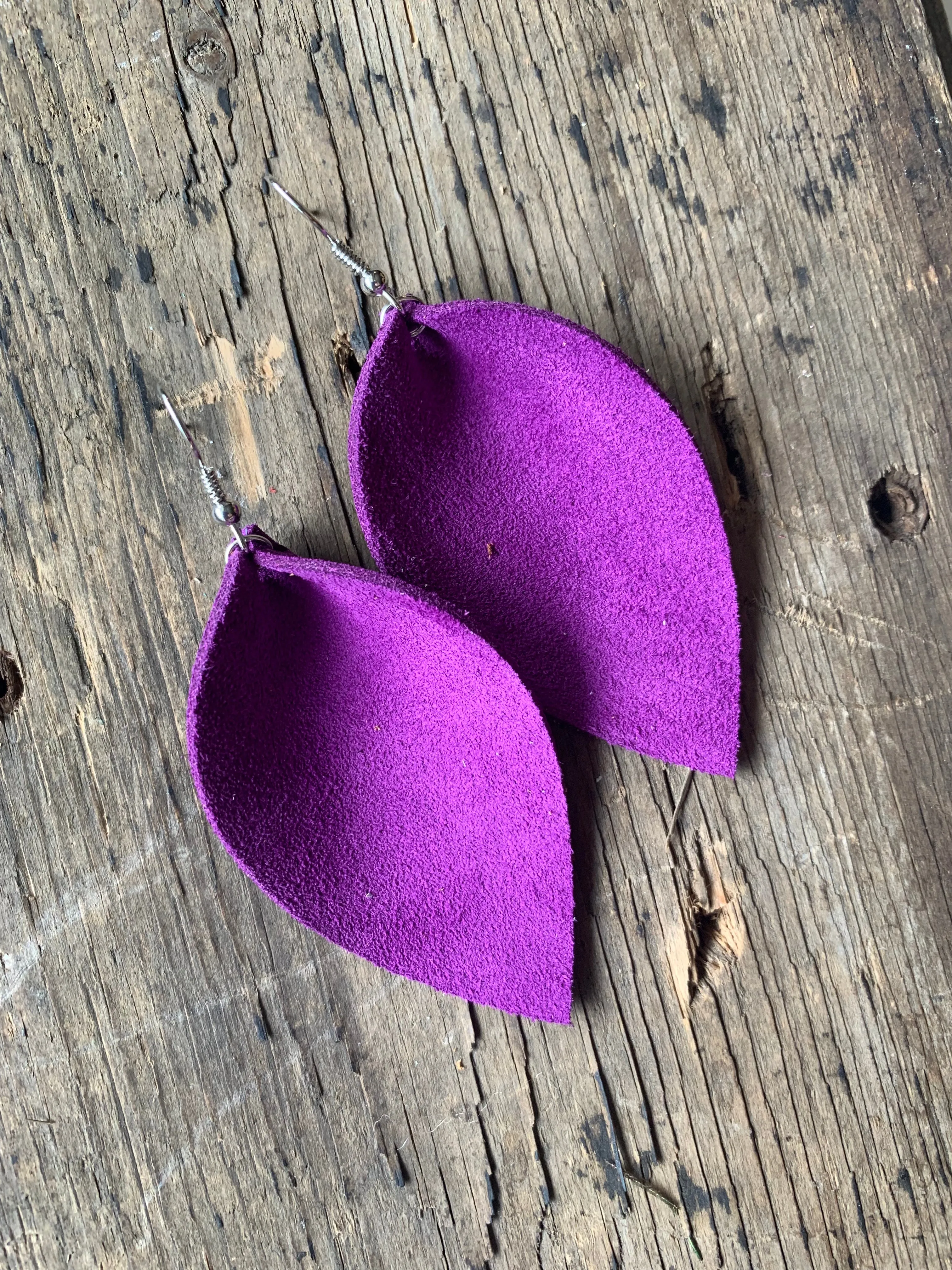 Purple suede earrings