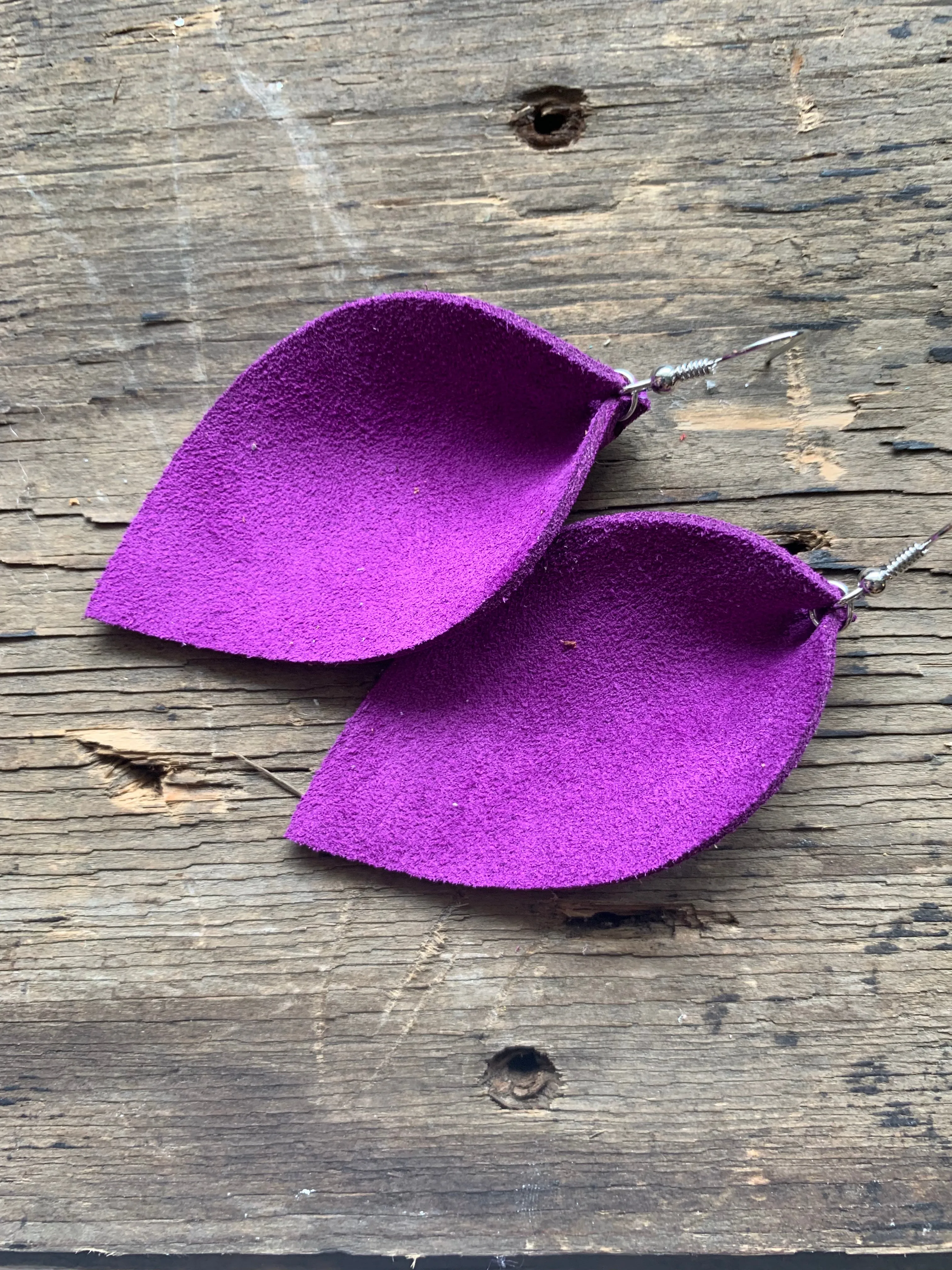 Purple suede earrings