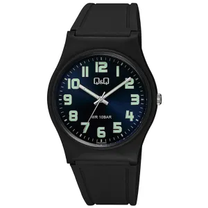 Q&Q Black Silicone Strap Blue Dial Quartz Unisex Watch - VS42J003Y