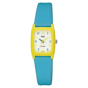 Q&Q Blue Silicone Strap White Dial Quartz Watch for Ladies - V33A005VY