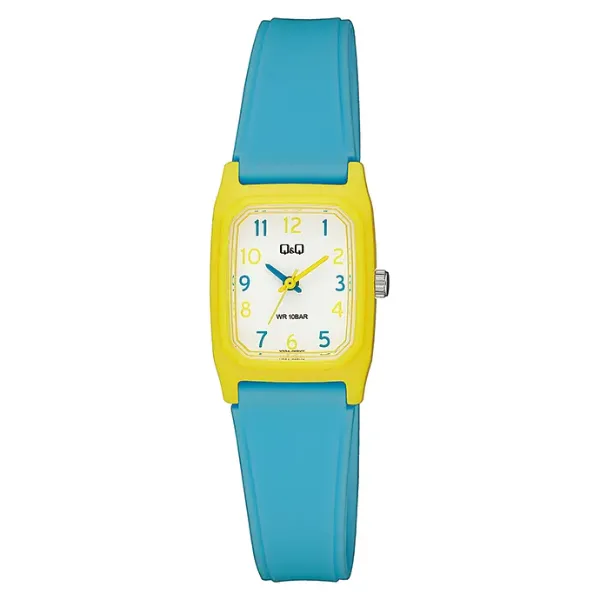 Q&Q Blue Silicone Strap White Dial Quartz Watch for Ladies - V33A005VY