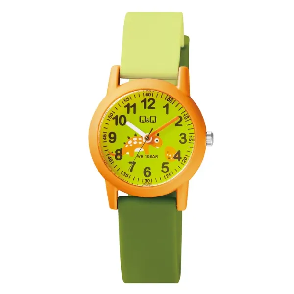 Q&Q Multi-Color Silicone Strap Yellow Dial Quartz Watch for Kids - VS49J008Y