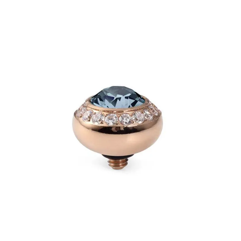 Qudo Tondo Deluxe 10mm Rose Gold Topper - Light Sapphire