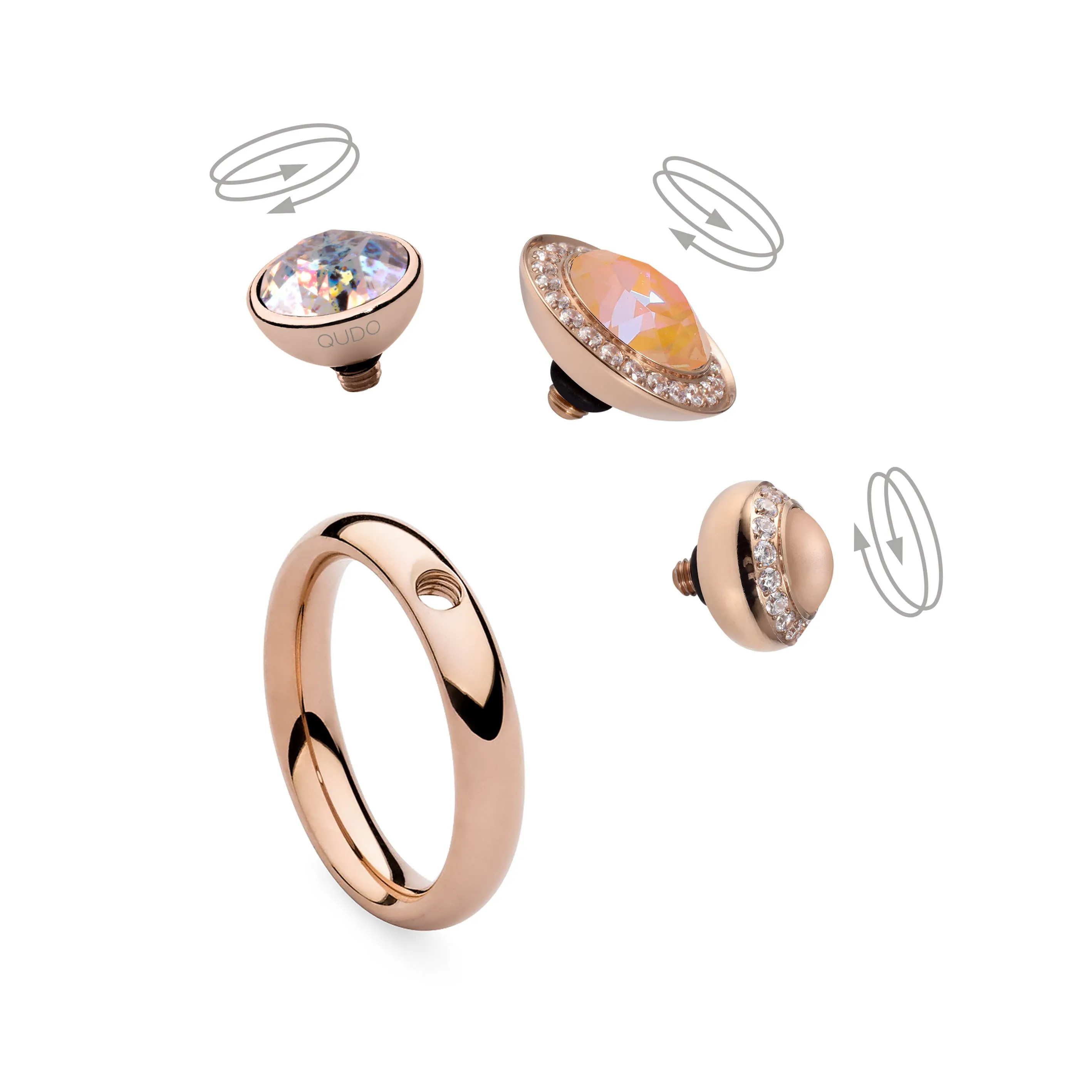 Qudo Tondo Deluxe 10mm Silver Topper - Rose Opal