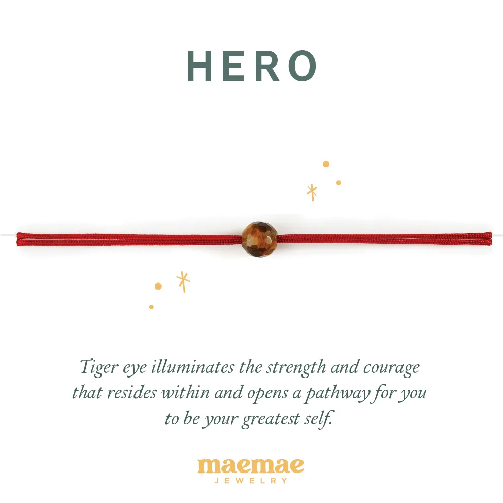 "Hero" Tiger Eye Red String Bracelet
