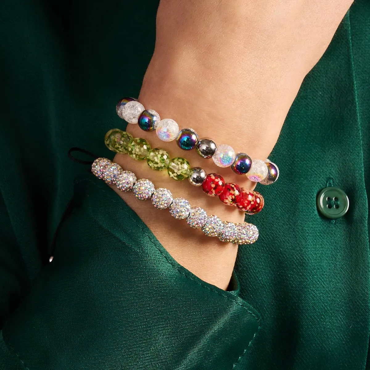 Rainbow Confetti | Silver x Black | Kikiballa Bracelet