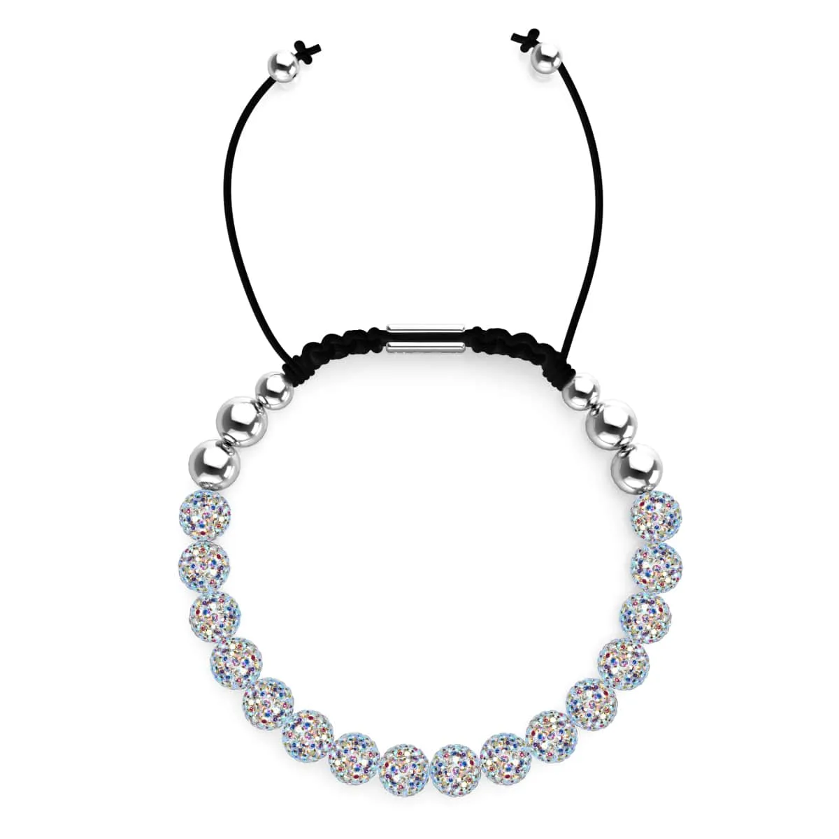 Rainbow Confetti | Silver x Black | Kikiballa Bracelet