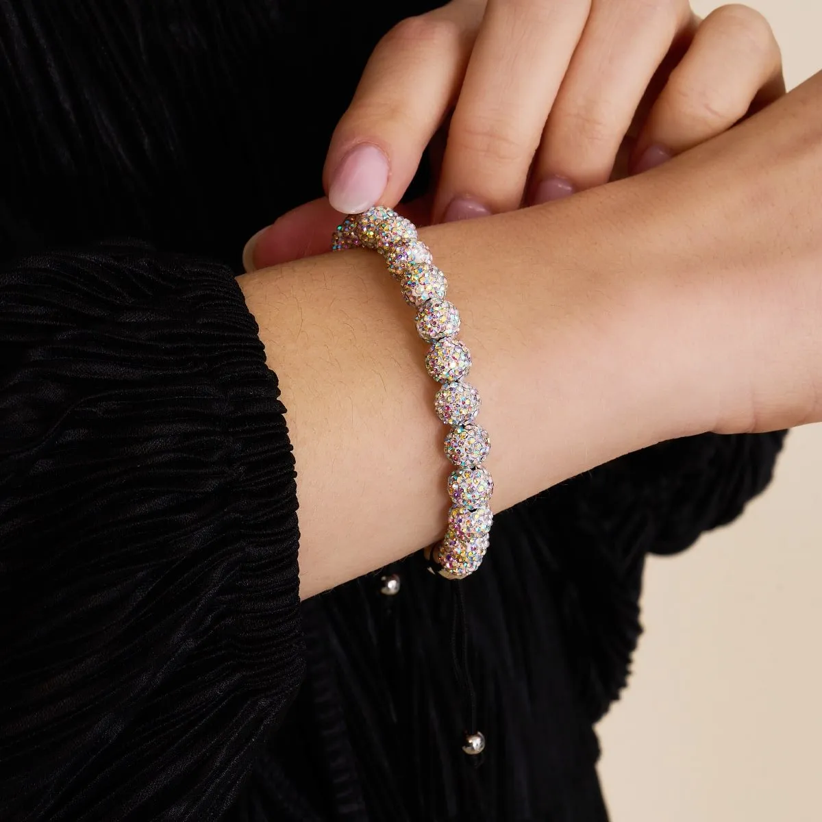 Rainbow Confetti | Silver x Black | Kikiballa Bracelet