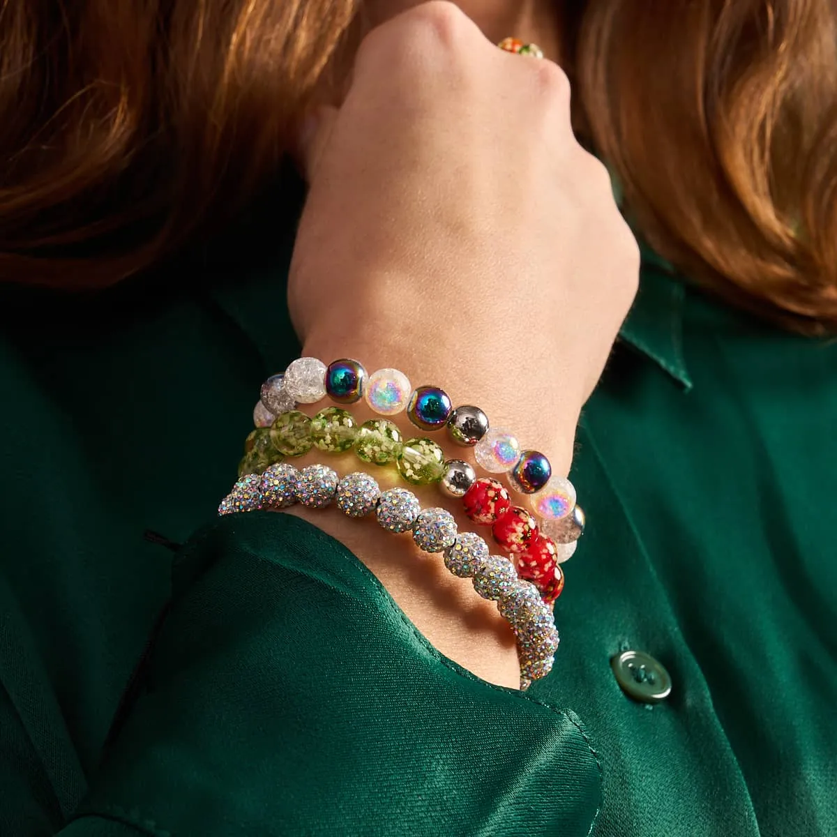 Rainbow Confetti | Silver x Black | Kikiballa Bracelet