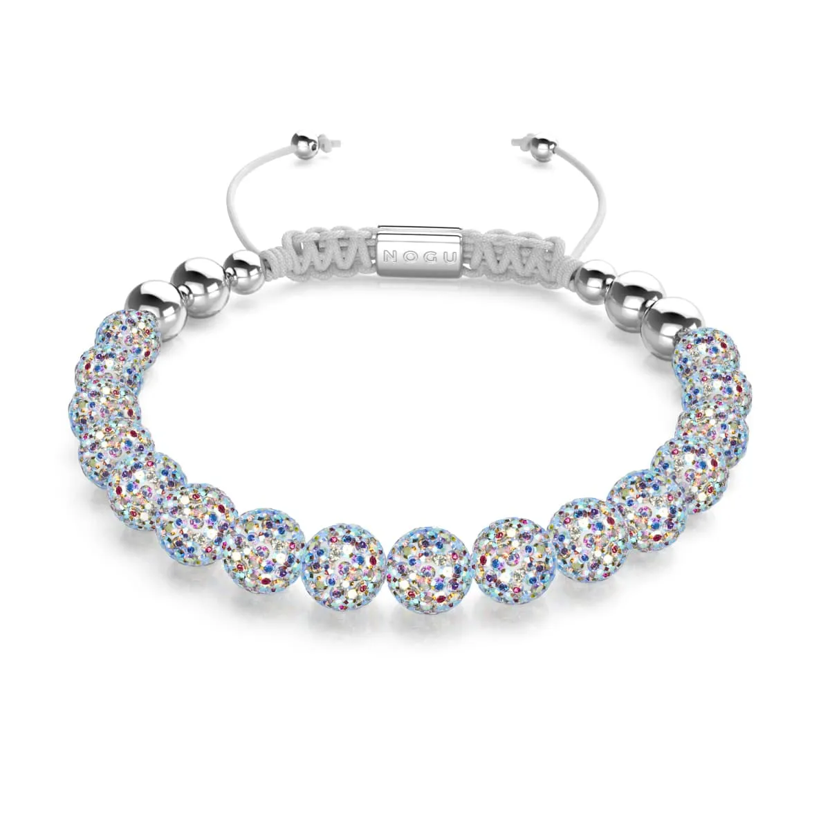 Rainbow Confetti | Silver x White | Kikiballa Bracelet