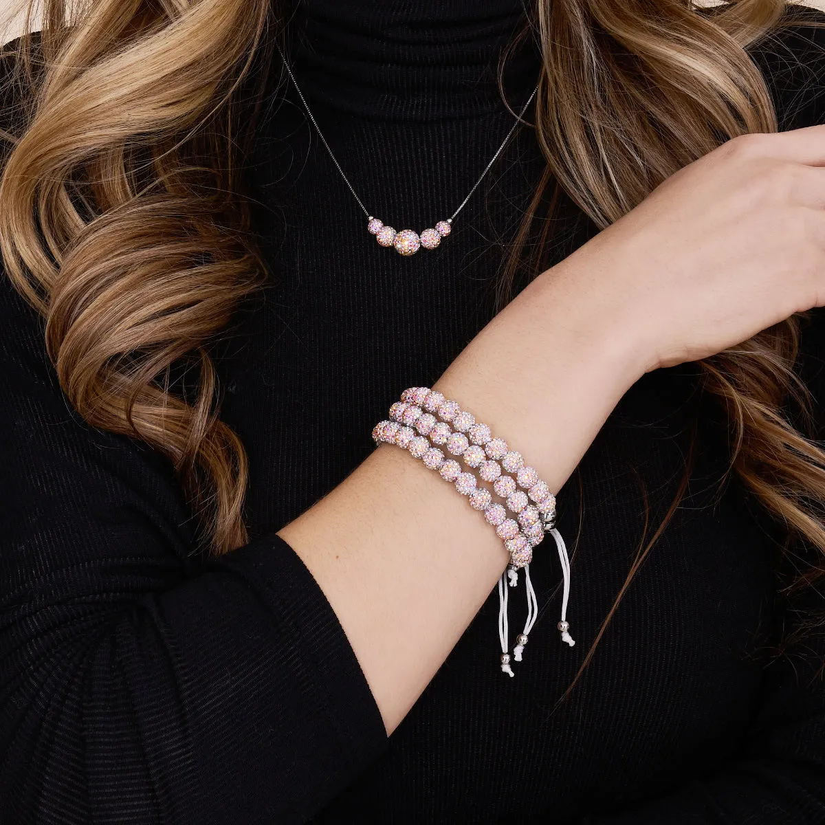 Rainbow Confetti | Silver x White | Kikiballa Bracelet