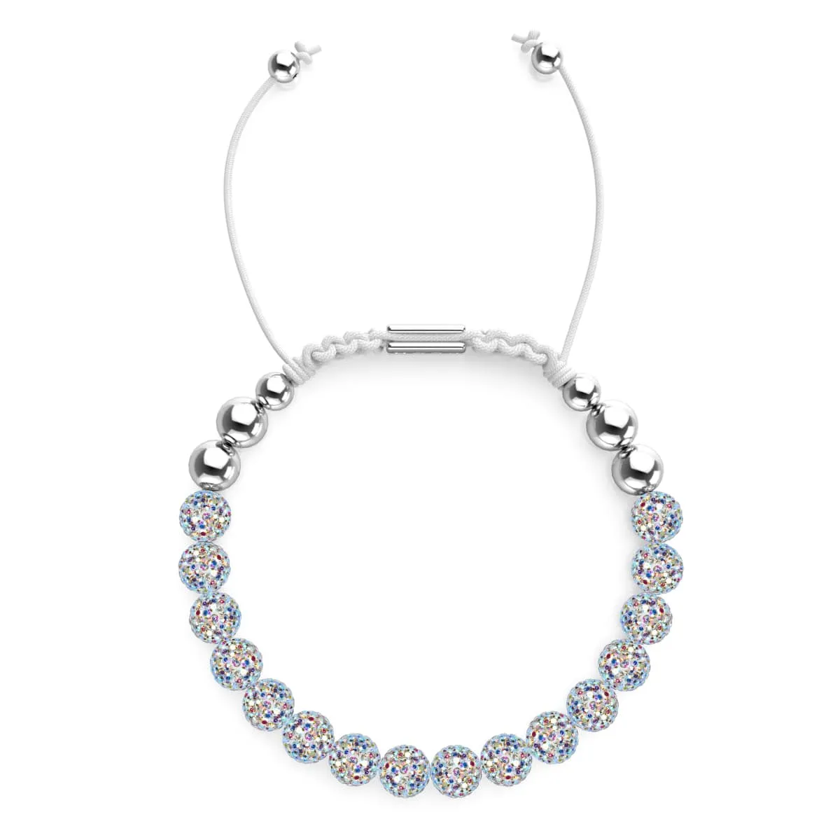 Rainbow Confetti | Silver x White | Kikiballa Bracelet