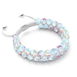 Rainbow Supernova | Silver | Double Galaxy Glass Bracelet