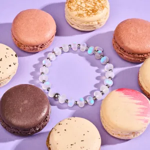 Rainbow White | Silver | Mermaid Glass Macaron Bracelet
