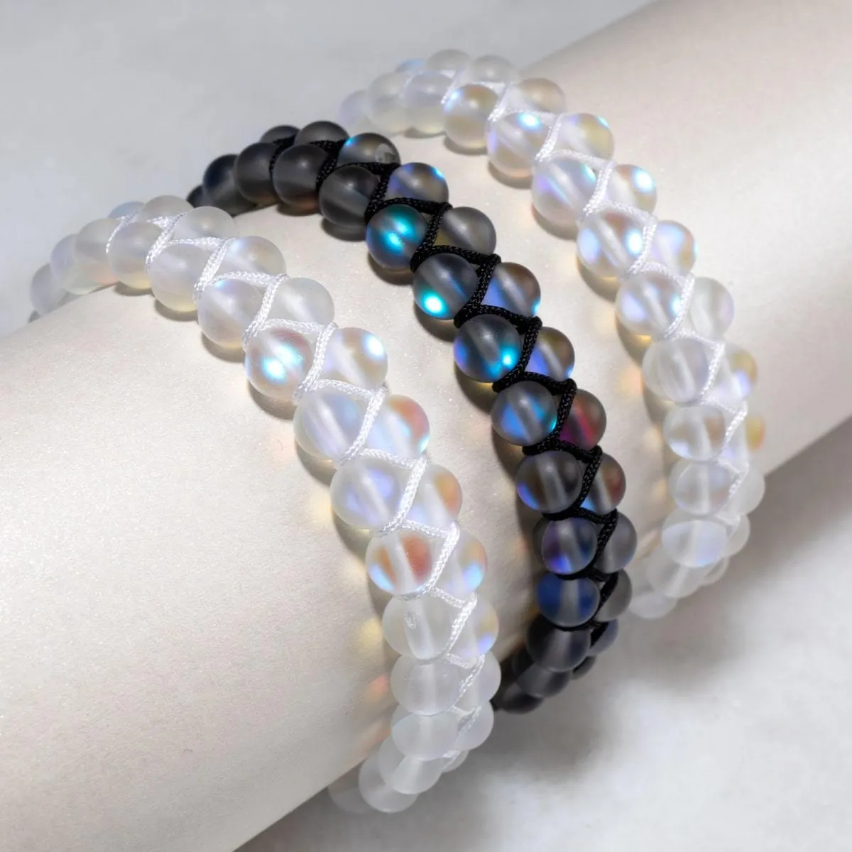 Rainbow White | Unicorn Silver | Double Mermaid Glass Bracelet
