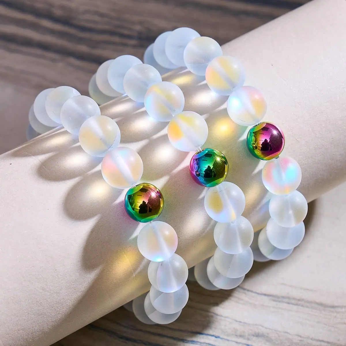 Rainbow White | Unicorn Silver | Mermaid Glass Statement Bracelet