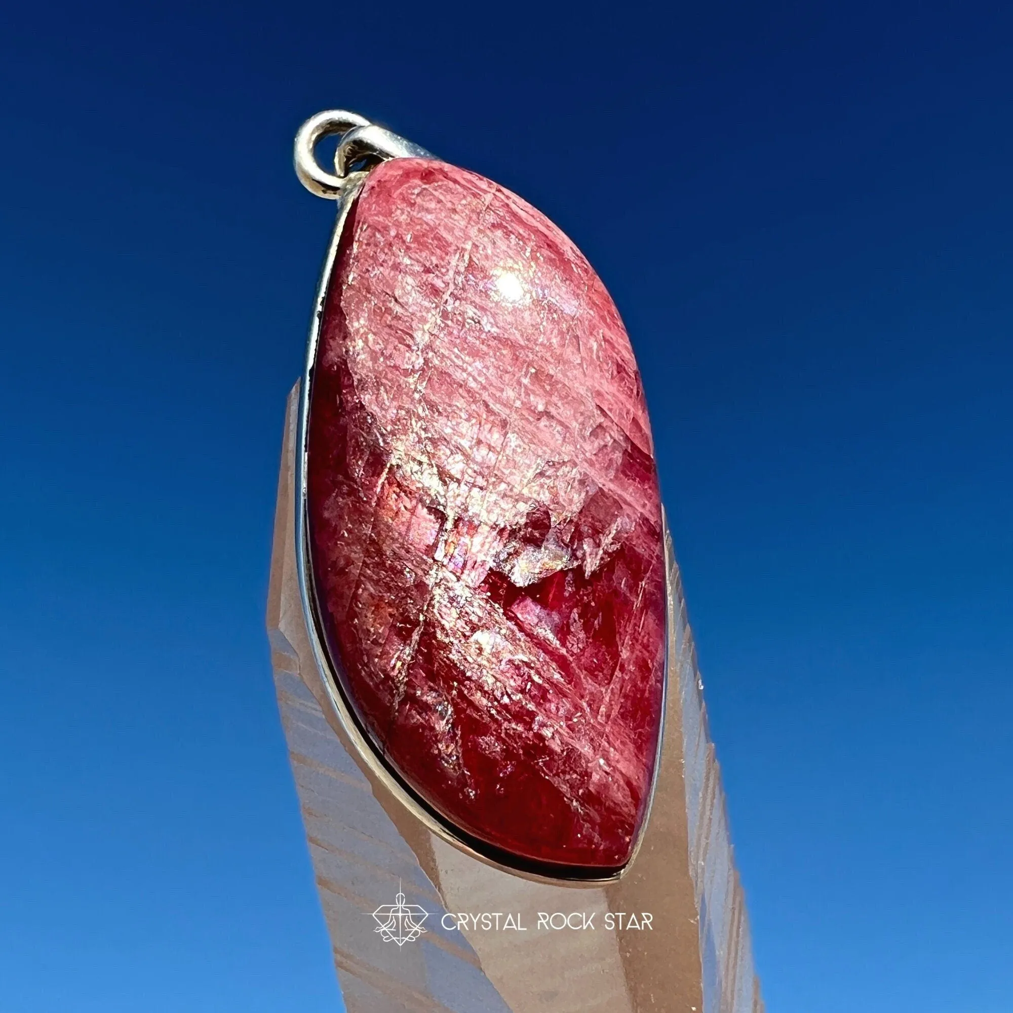 Rare Chatoyant Gem Rhodonite Pendant