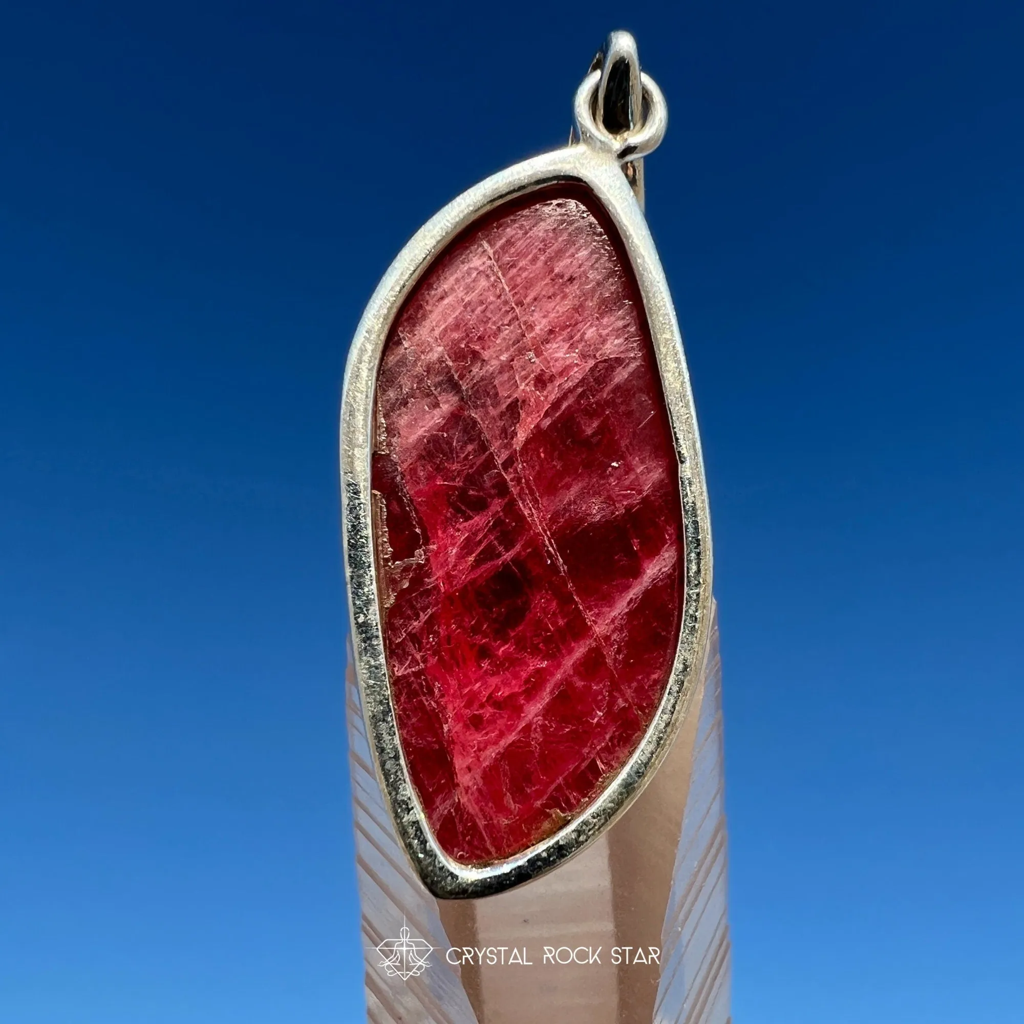 Rare Chatoyant Gem Rhodonite Pendant