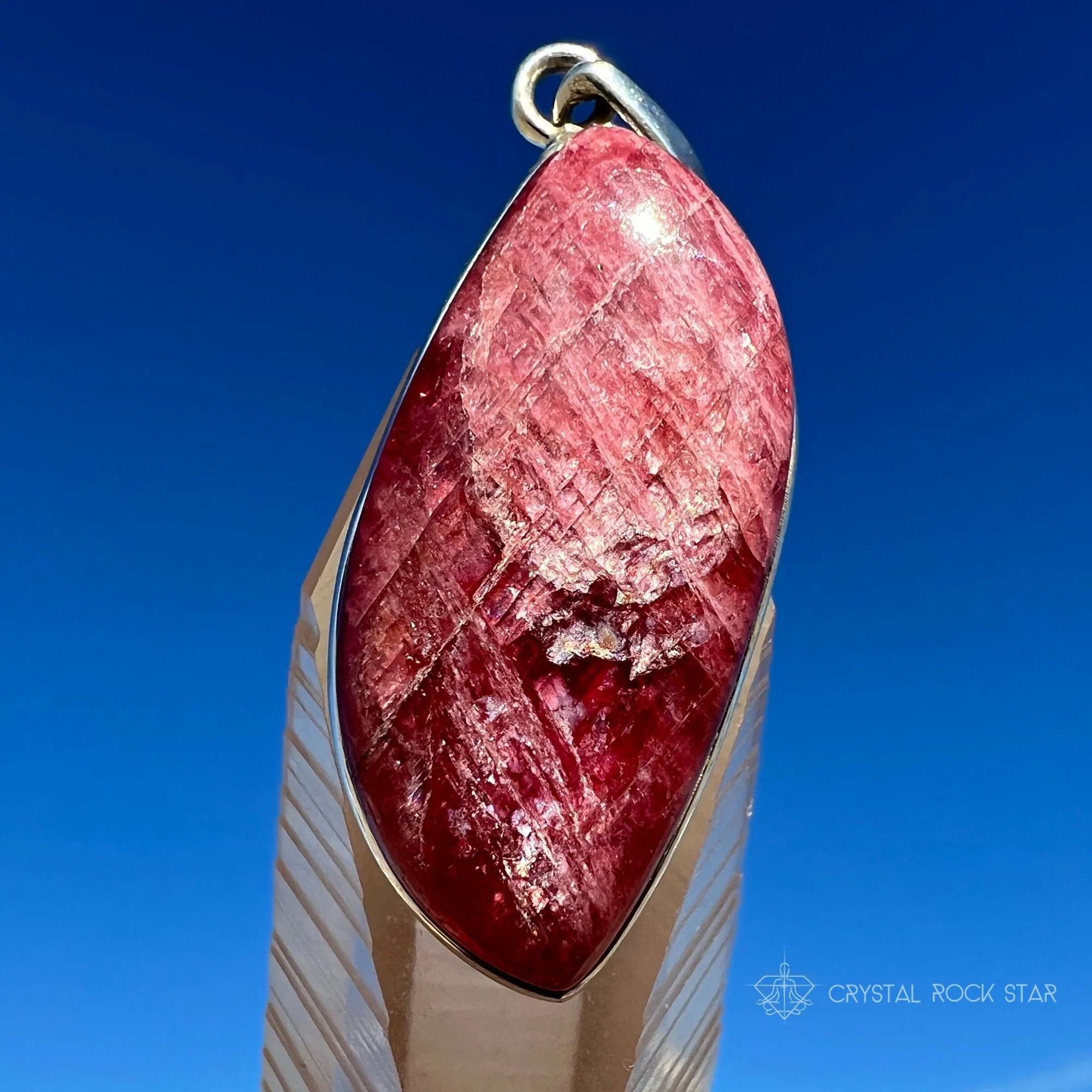 Rare Chatoyant Gem Rhodonite Pendant