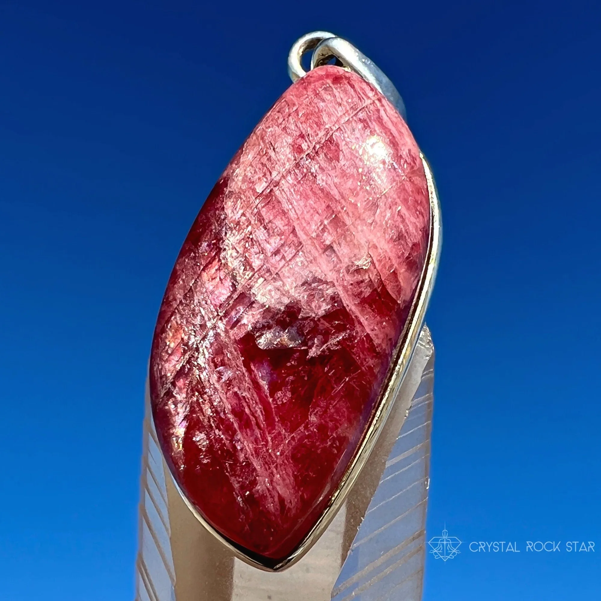 Rare Chatoyant Gem Rhodonite Pendant