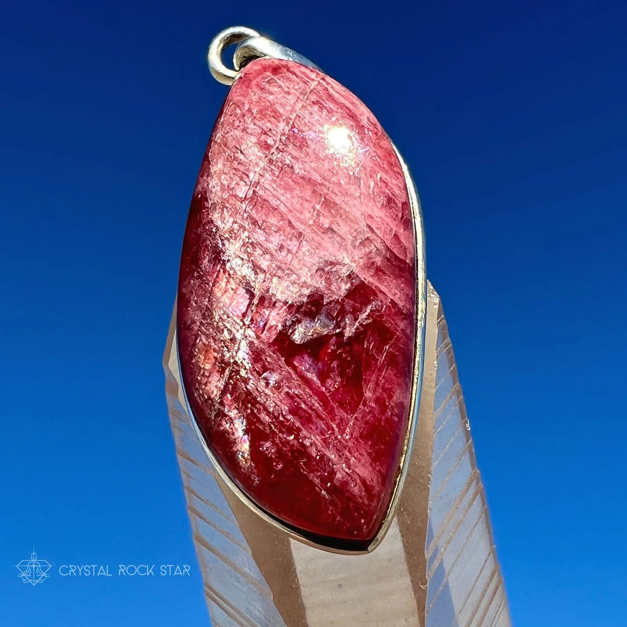 Rare Chatoyant Gem Rhodonite Pendant