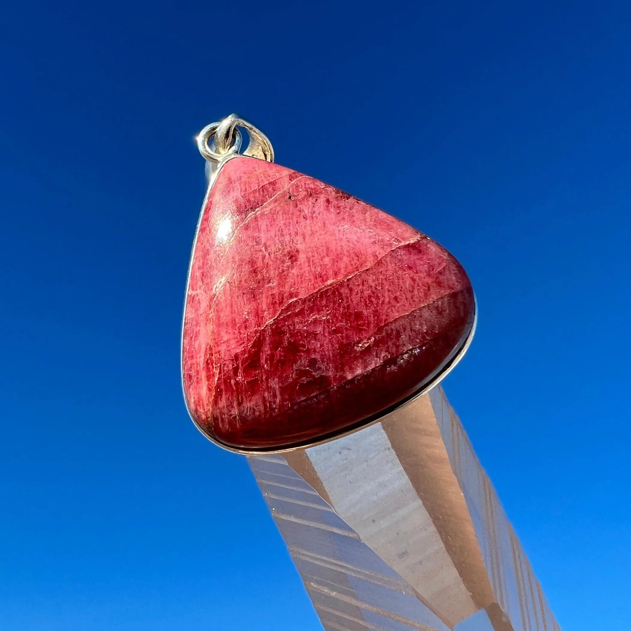 Rare Gem Rhodonite Crystal Pendant