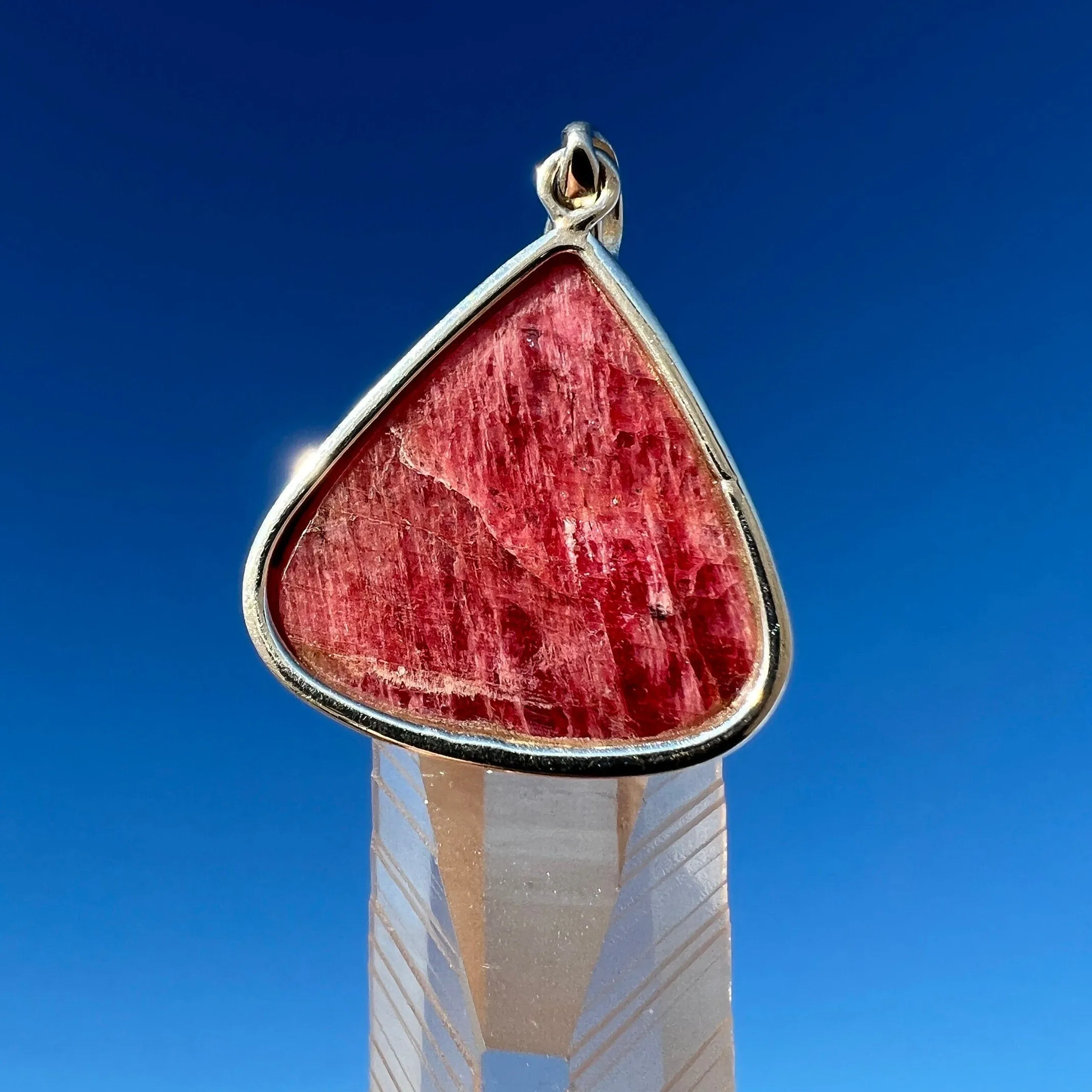 Rare Gem Rhodonite Crystal Pendant