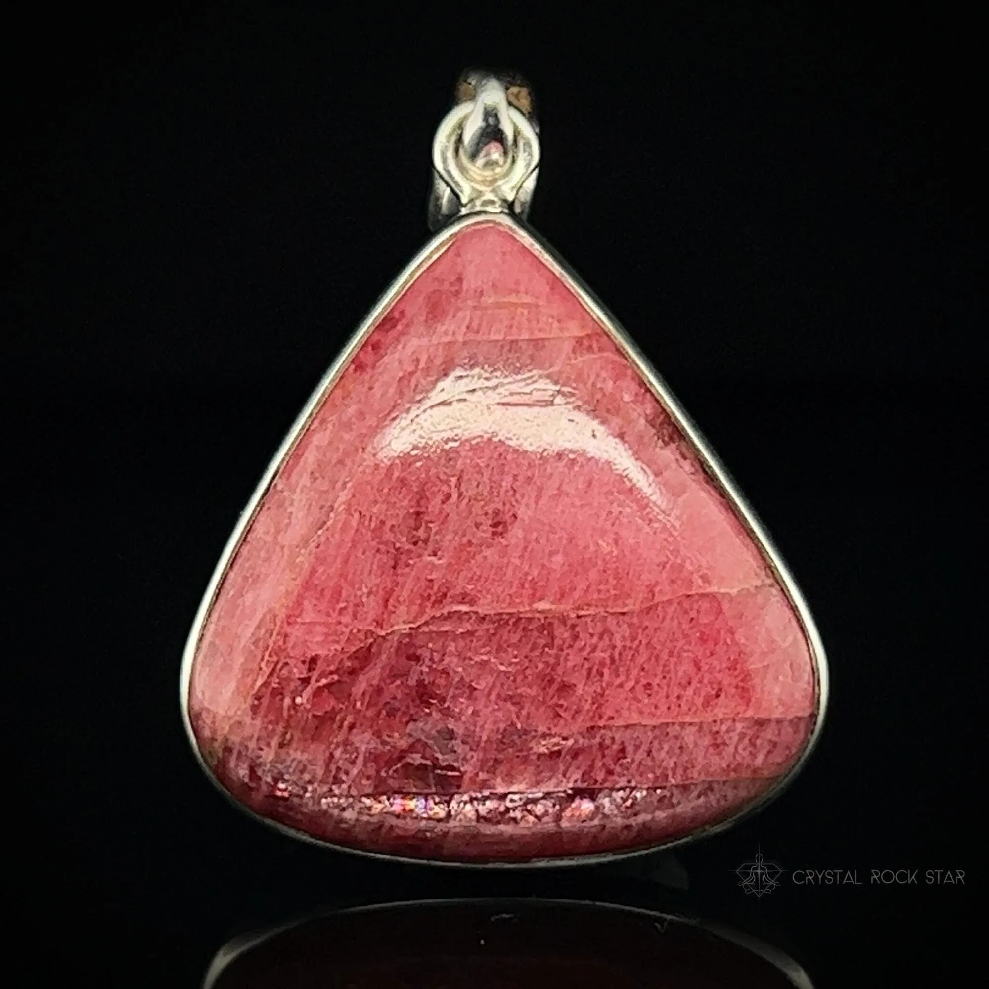 Rare Gem Rhodonite Crystal Pendant